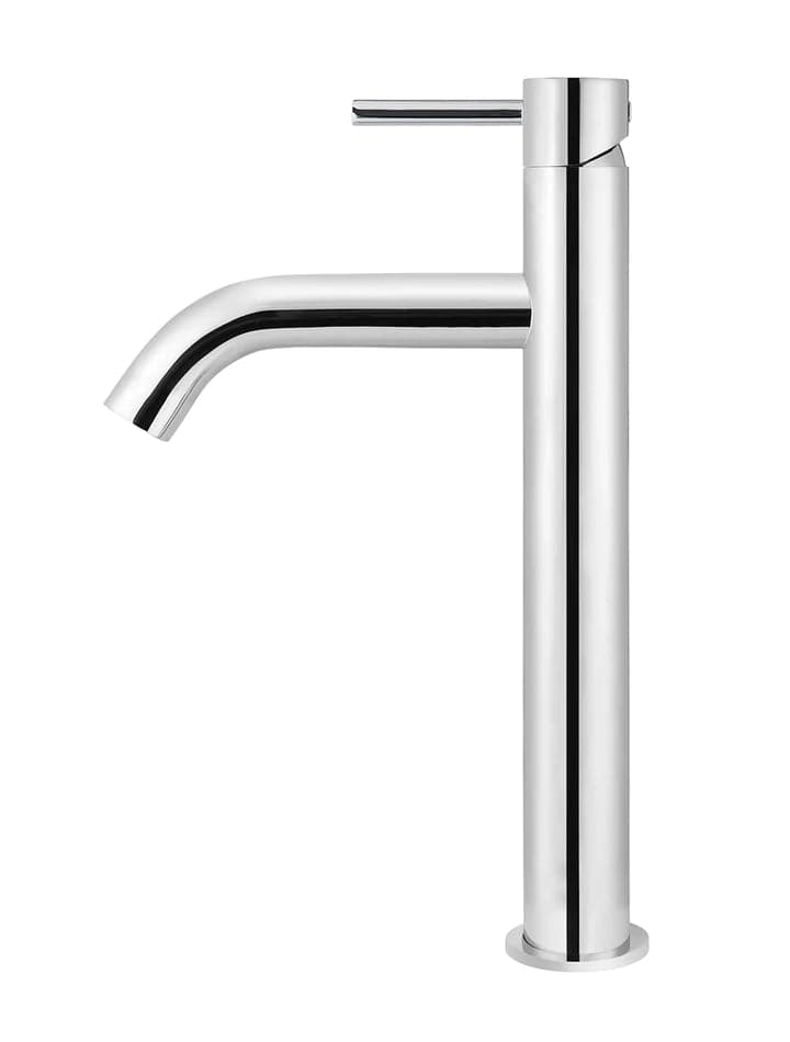 Meir Basin Taps Meir Round Piccola Tall Basin Mixer with Curved Spout | Chrome