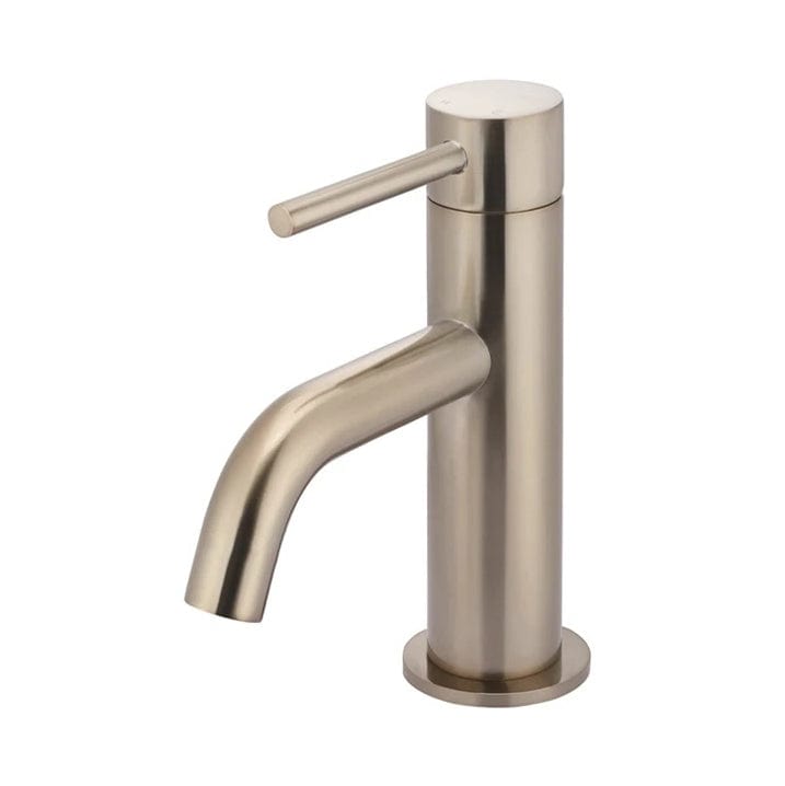 Meir Basin Taps Meir Round Piccola Basin Mixer with Curved Spout | Champagne