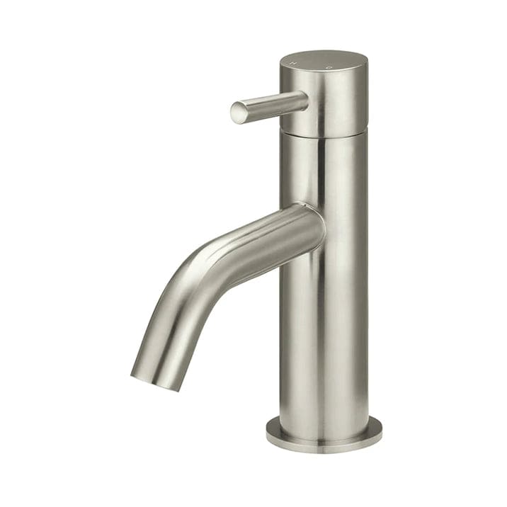 Meir Basin Taps Meir Round Piccola Basin Mixer with Curved Spout | Brushed Nickel