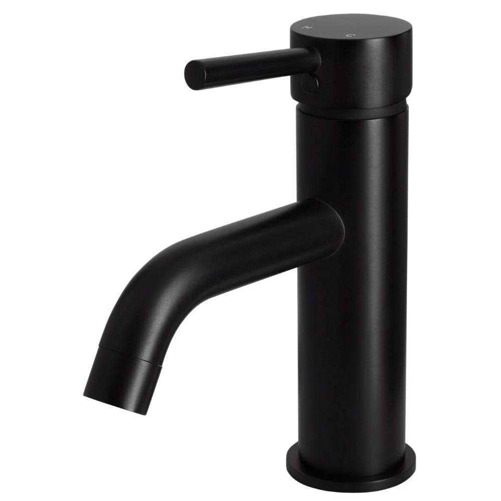 Meir Basin Taps Meir Round Basin Mixer with Curved Spout | Matte Black