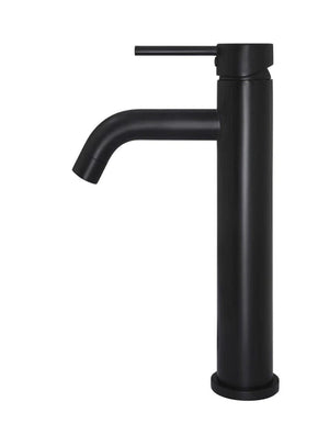 Meir Basin Taps Meir Round Tall Basin Mixer with Curved Spout | Matte Black