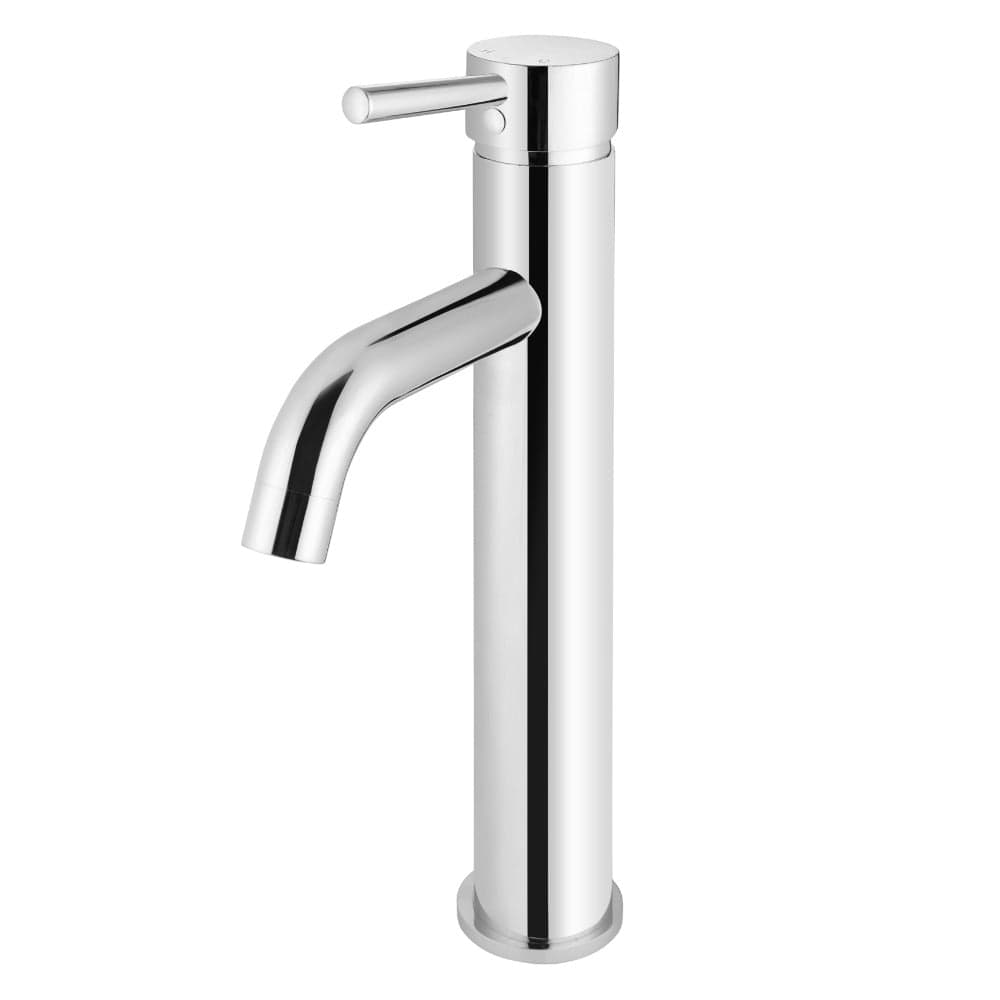 Meir Basin Taps Meir Round Tall Basin Mixer with Curved Spout | Chrome