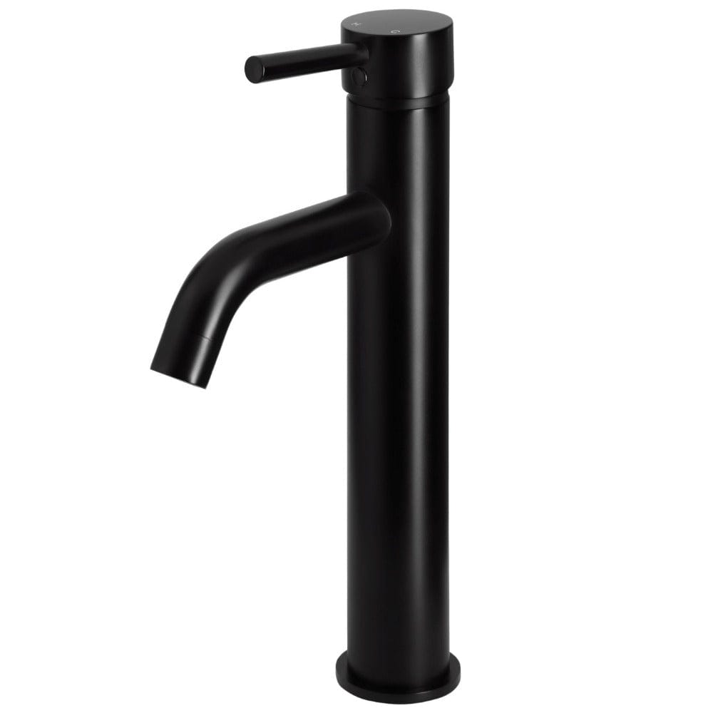 Meir Basin Taps Meir Round Tall Basin Mixer with Curved Spout | Matte Black