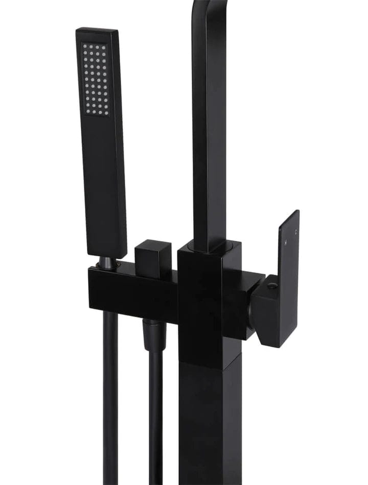 Meir Freestanding Bath Fillers Meir Square Freestanding Bath Spout & Hand Shower | Matte Black