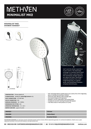 Methven Shower Methven Minimalist MK2 Shower Handset | Brushed Nickel