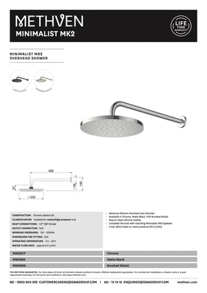 Methven Shower Methven Minimalist MK2 Overhead Shower | Chrome