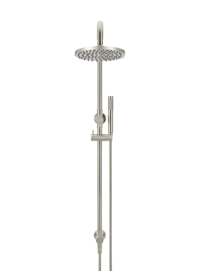 Meir Showers Meir Round Combination Shower Rail with 200mm Rose & Single Function Hand Shower | Brushed Nickel