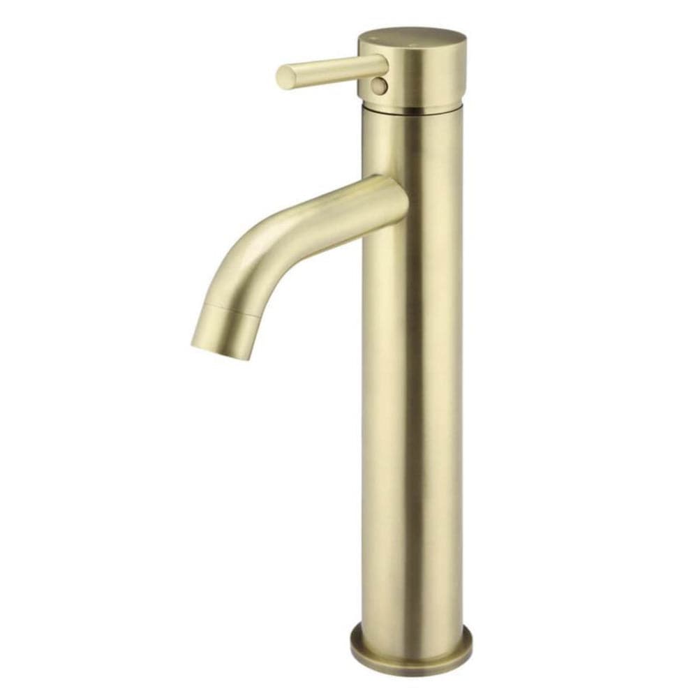 Meir Basin Taps Meir Round Tall Basin Mixer with Curved Spout | Tiger Bronze