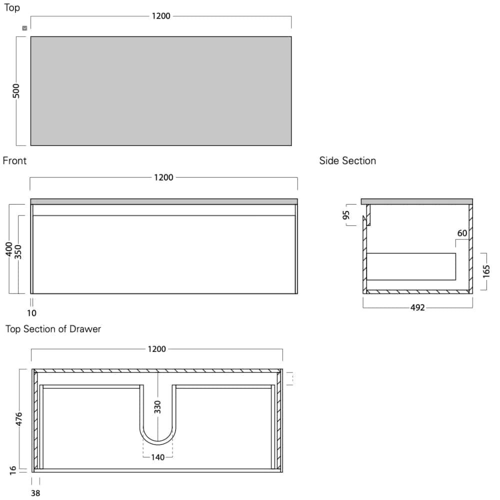 Bath & Co Vanity Michel César Moode 1200 Vanity | 1 Basin + 1 Drawer