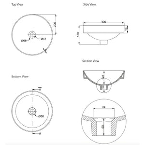 Bath & Co Basin Michel César Sleek Round Semi-Recessed Basin