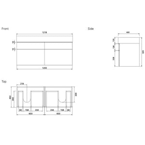 Bath Co Vanities Michel César Twenty 1210 Vanity | Double Basin & 4 Drawers