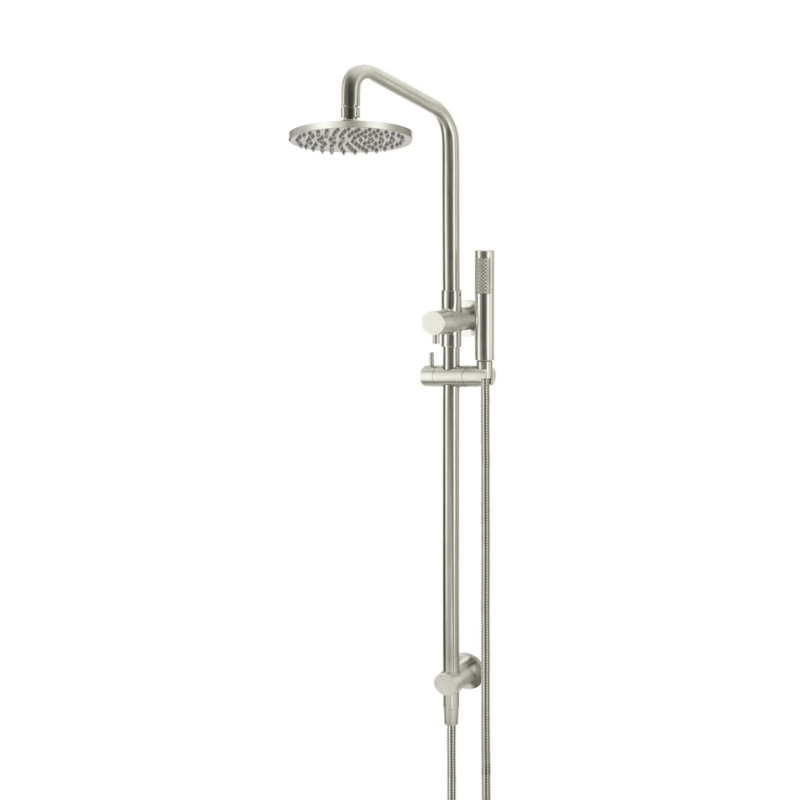 Meir Showers Meir Round Combination Shower Rail with 200mm Rose & Single Function Hand Shower | Brushed Nickel