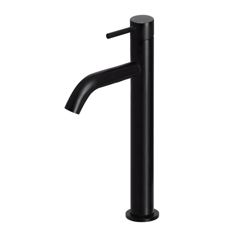 Meir Basin Taps Meir Round Piccola Tall Basin Mixer with Curved Spout | Matte Black