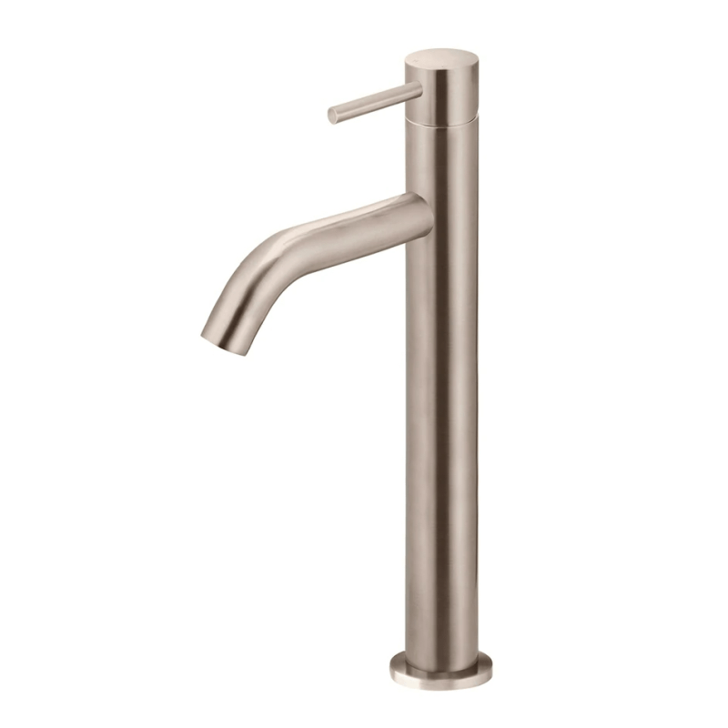 Meir Basin Taps Meir Round Piccola Tall Basin Mixer with Curved Spout | Champagne