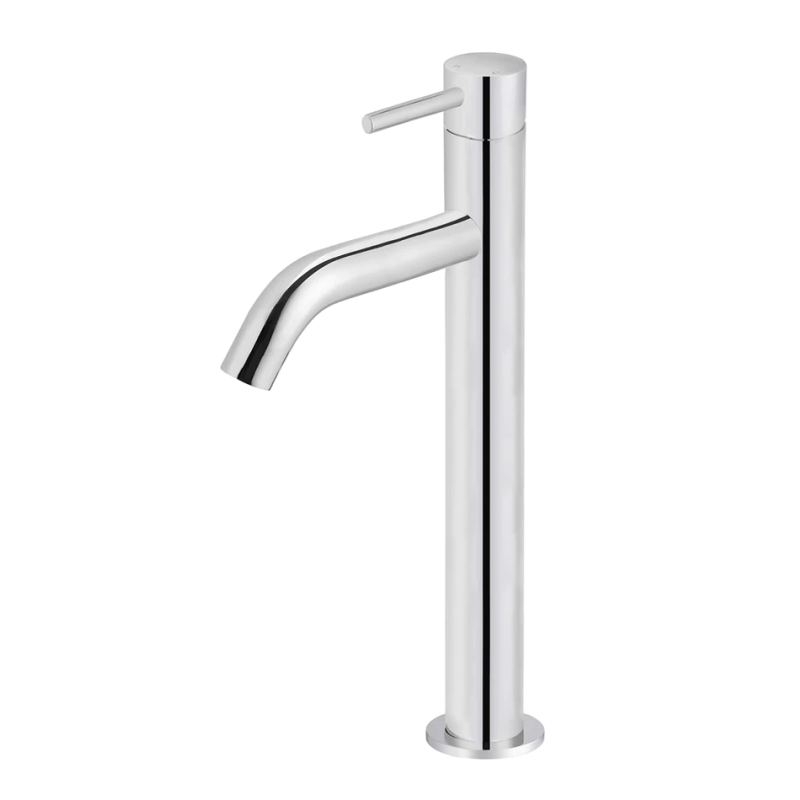 Meir Basin Taps Meir Round Piccola Tall Basin Mixer with Curved Spout | Chrome