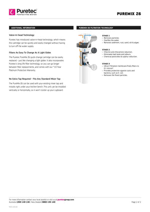 Puretec Water Filter Puretec PureMix Z6 Undersink Mains Water Filter System