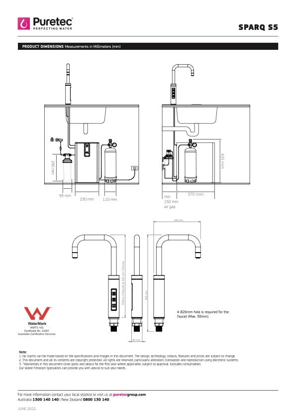 Puretec Kitchen Tap Puretec Sparq S5 Filtered Sparkling + Chilled + Ambient Water Tap | Matte Black