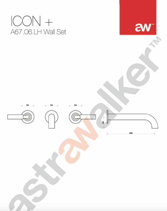 Astra Walker Basin Taps Astra Walker Icon + Lever Wall Set with 200mm Spout