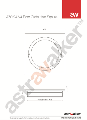 Astra Walker Bathroom Accessories Astra Walker Halo Square Floor Grate 100mm