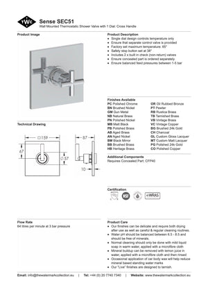 The Watermark Collection Mixer Polished Chrome The Watermark Collection Sense Thermostatic Shower Mixer | Cross Handle