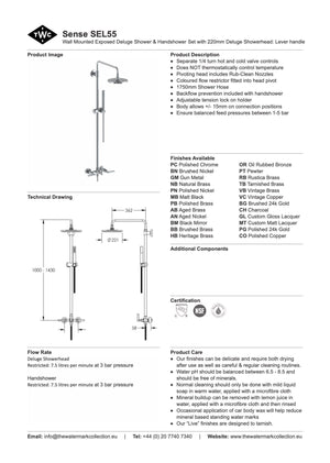 The Watermark Collection Showers Polished Chrome The Watermark Collection Sense Exposed Deluge Shower & Hand Shower Set | Lever Handle