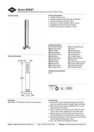 The Watermark Collection Showers Polished Chrome The Watermark Collection Sense Hob Mounted Pull Out Slimline Hand Shower