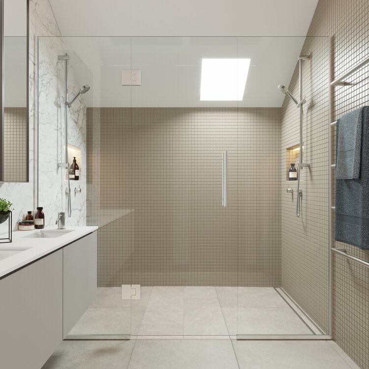 Crest Shower Doors & Enclosures Crest Sereno Hinged Glass Shower Door Screen