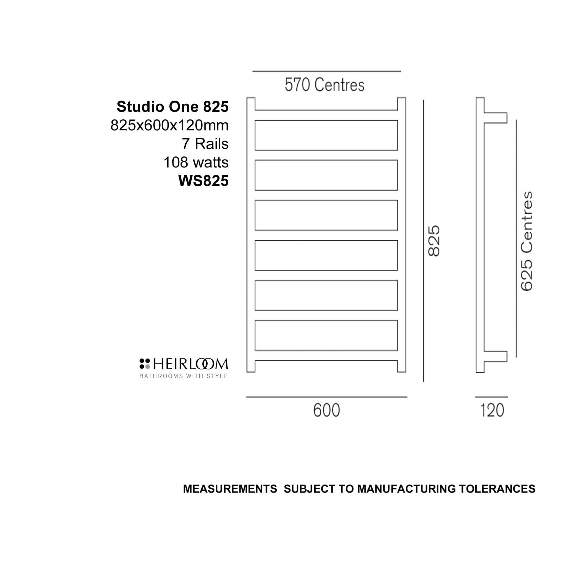 Heirloom Heated Towel Rail Heirloom Studio 1 825 Heated Towel Ladder | Brushed Stainless