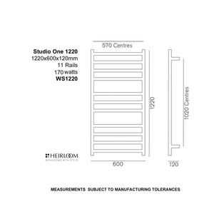 Heirloom Heated Towel Rail Heirloom Studio 1 1220 Heated Towel Ladder | Brushed Stainless