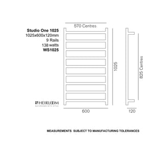 Heirloom Heated Towel Rail Heirloom Studio 1 825 Slimline Heated Towel Ladder | Brushed Stainless