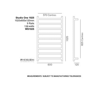 Heirloom Heated Towel Rail Heirloom Studio 1 825 Slimline Heated Towel Ladder | Brushed Stainless