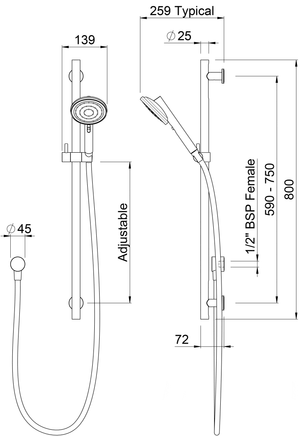 Methven Shower Methven VJet Tūroa Rail Shower | Stainless Steel