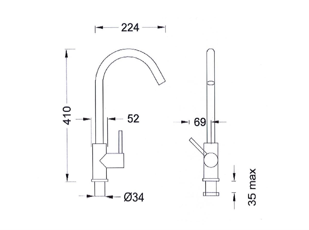 Mercer Kitchen Taps | Mercer Aurora Gooseneck Mixer | Copper