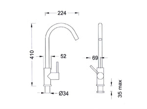 Mercer Kitchen Taps | Mercer Aurora Gooseneck Mixer | Black