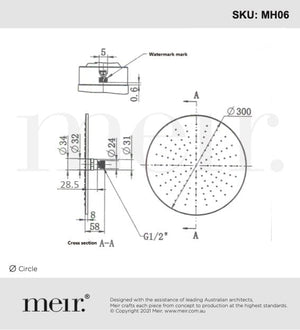 Meir Showers Meir Round Shower Rose 300mm | Matte Black