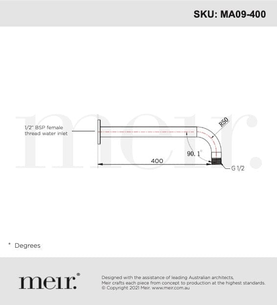 Meir Showers Meir Round Wall Shower Curved Arm 400mm | Shadow