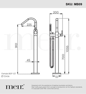 Meir Freestanding Bath Fillers Meir Round Freestanding Bath Spout & Hand Shower | Shadow