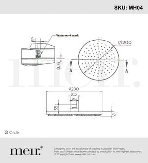 Meir Showers Meir Round Shower Rose 200mm | Champagne