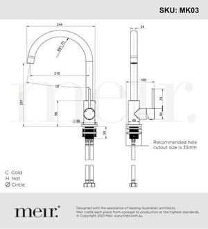 Meir Kitchen Taps Meir Round Gooseneck Kitchen Mixer | Chrome