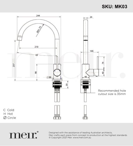 Meir Kitchen Tap Meir Round Gooseneck Kitchen Mixer | Champagne