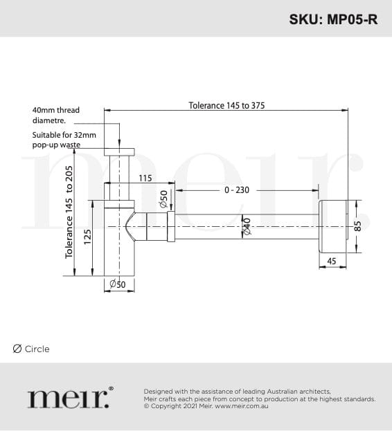 Meir Bathroom Accessories Meir Round Bottle Trap | Shadow