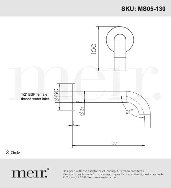 Meir Spouts Meir Round Curved Spout 130mm | Chrome