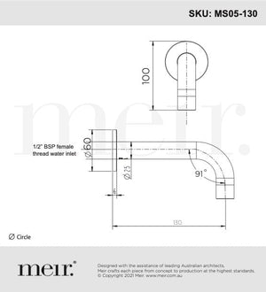 Meir Spouts Meir Round Curved Spout 130mm | Shadow