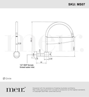 Meir Spouts Meir Round High-Rise Swivel Wall Spout | Chrome