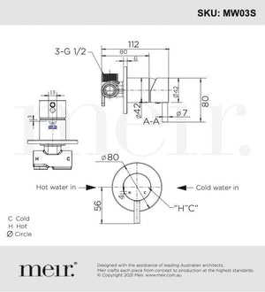 Meir Wall Mixers Meir Round Wall Mixer with Short Pin Lever | Brushed Nickel