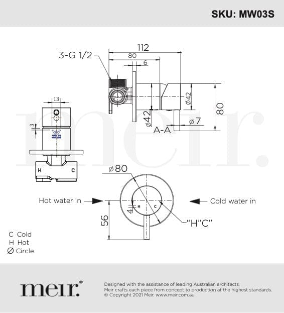 Meir Wall Mixers Meir Round Wall Mixer with Short Pin Lever | Champagne