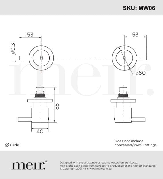 Meir Wall Mixers Meir Round Quarter-Turn Wall Top Assemblies | Chrome