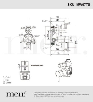 Meir Wall Mixers Meir Round Diverter Mixer | Matte Black