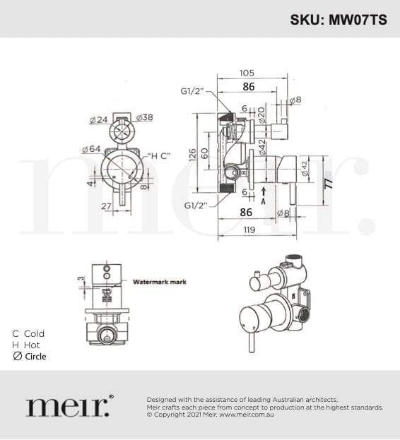 Meir Wall Mixers Meir Round Diverter Mixer | Tiger Bronze