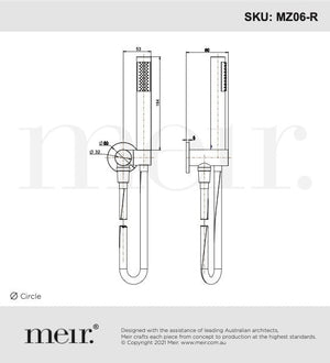 Meir Bathroom tapware Meir Round Single Function Hand Shower on Swivel Bracket | Matte Black